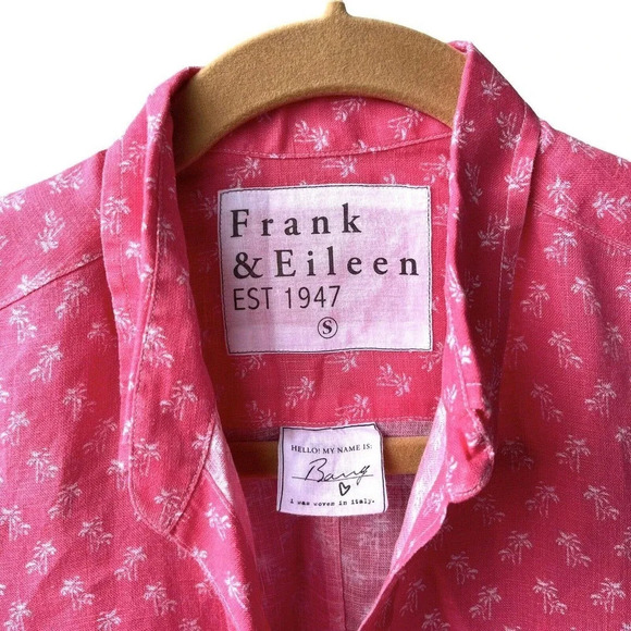 Frank & Eileen Barry Button-Front 100% Linen Shirt Women’s Size S Pink Floral - Picture 4 of 4
